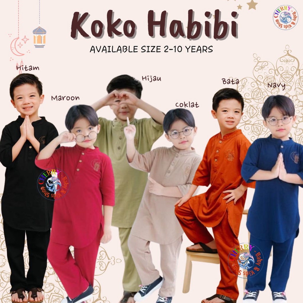 Smilee Koko Habibi 2-10 Tahun Honeybee Setelan Koko Raya / Koko Set Lebaran / Pakaian Muslim Habibie Anak Laki Laki CBKS