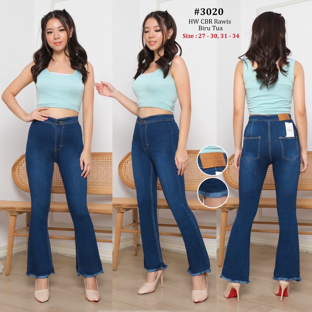 Celana Panjang Jeans Wanita Highwaist Cutbray Rawis 27-30 31-34 Bisa Bayar Ditempat(COD)