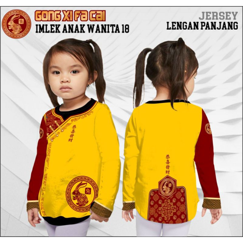 Jersey kaos Imlek anak cewek lengan panjang
