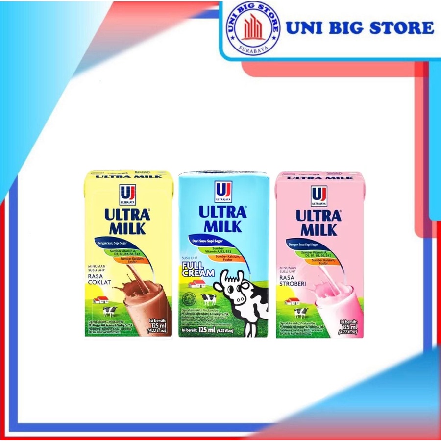 

Susu ULTRA UHT Milk Coklat Strawberry Full Cream 125 ml Chocolate Stroberi Plain