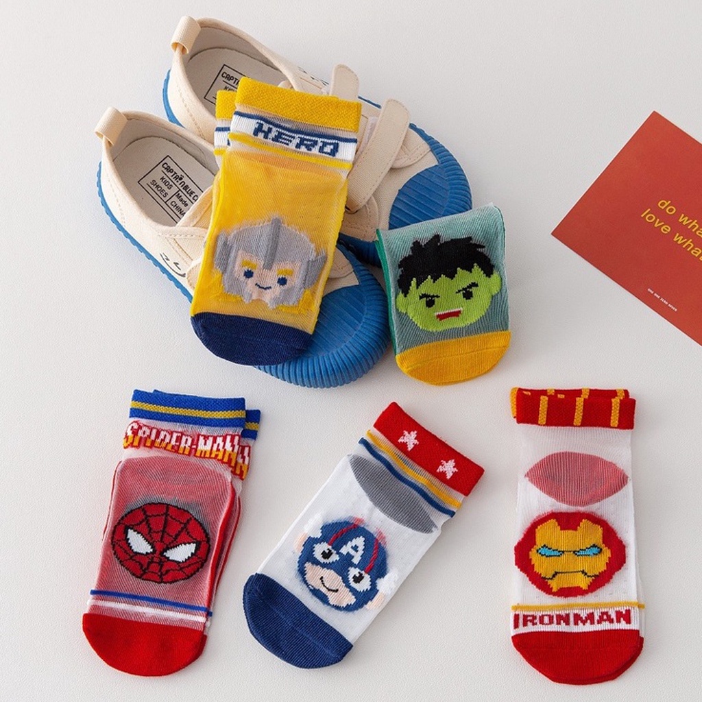 GTB Kaos Kaki Anak Motif Superhero Transparan Kaus Kayi Bayi Superhero Lucu KK047