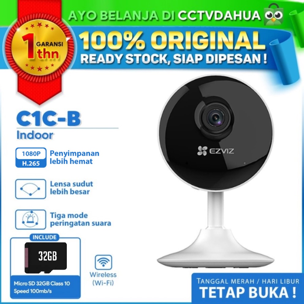 EZVIZ C1C-B FREE MICRO SD 32GB 2MP PRO H.265 IP CAM BERGARANSI RESMI