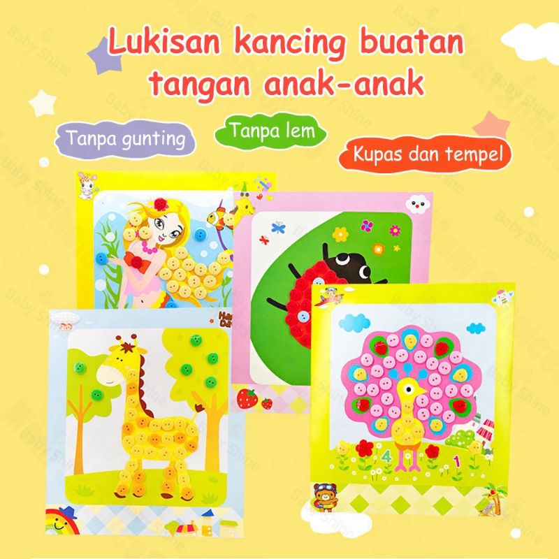 menempel kancing prakarya tk DIY painting button sticker kancing