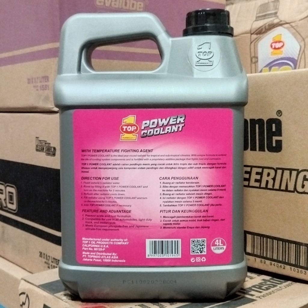 RADIATOR COOLANT / CAIRAN RADIATOR TOP 1 / TOP1 / TOP ONE POWER COOLANT 4 LITER MERAH MUDA / PINK