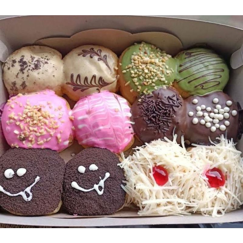 

Donat Aneka toping glaz pelangi