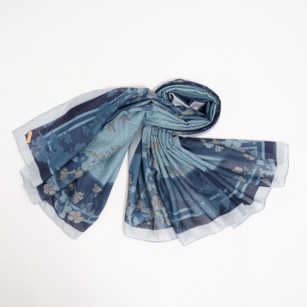 ALIF JILBAB SEGI EMPAT MOTIF PARIS PREMIUM KOREA - OMBRERO IN PAGEANT BLUE ( SPR-D5-005 )