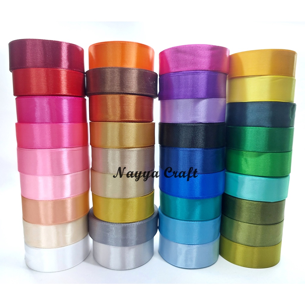 

Pita Satin lebar 1 inch 2.5cm Per Yard (91.44cm) Pita Buket Hampers buket kado florist bungkus kado gift