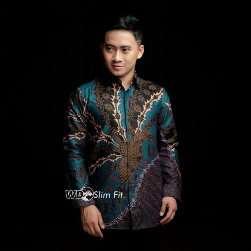 KEMEJA BATIK KONDANGAN BATIK PRIA PANJANG MODERN MOTIF CAKRA PUTIH
