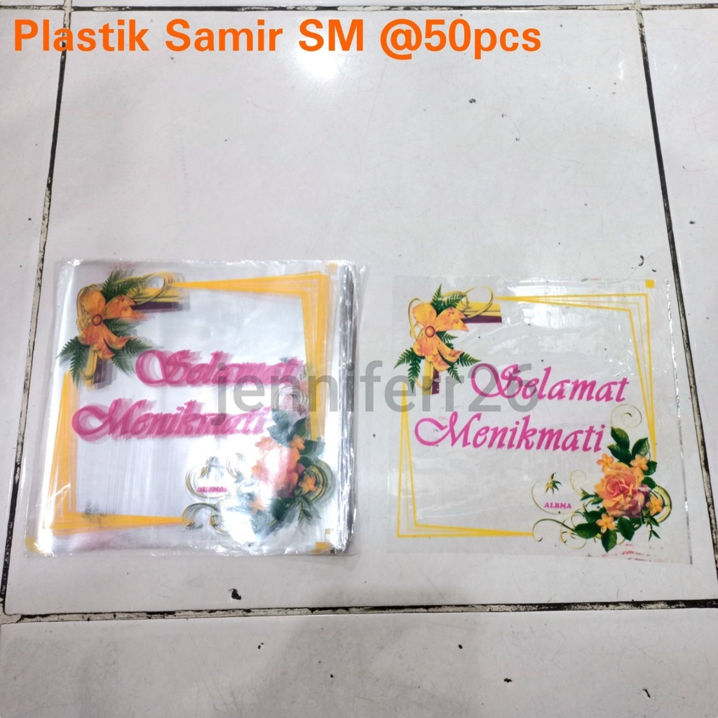 Plastik samir bening selamat menikmati 18x18 plastik samir kotak penutup nasi