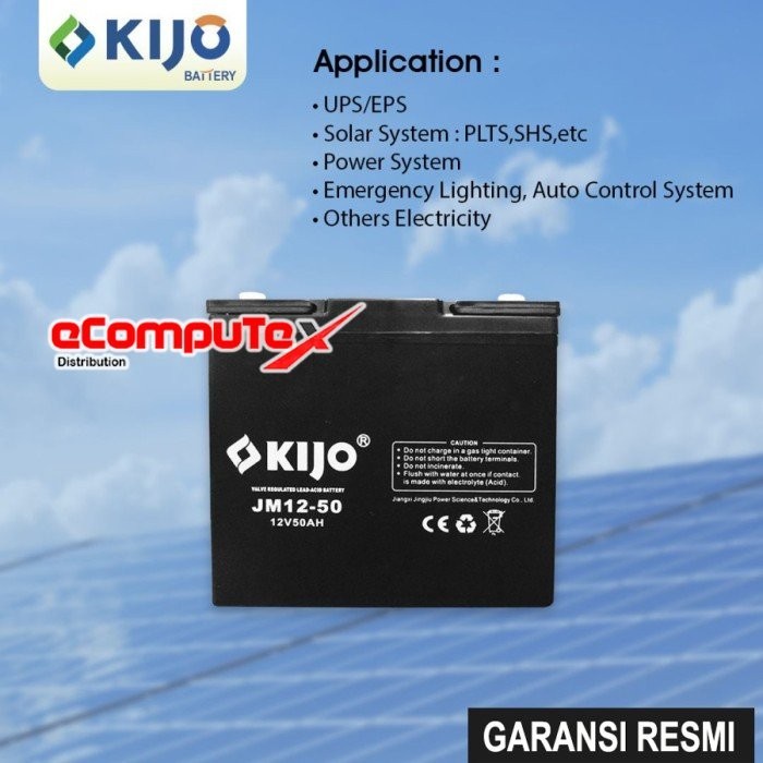 BATERAI UPS VRLA 12V 50AH KIJO / BATTERY AKI KERING 12 VOLT 50 AH ACCU