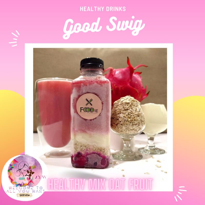 

Healthy Strawberry Mix Oat Shake/ Minuman Sehat Fiber berprotein Stroberi