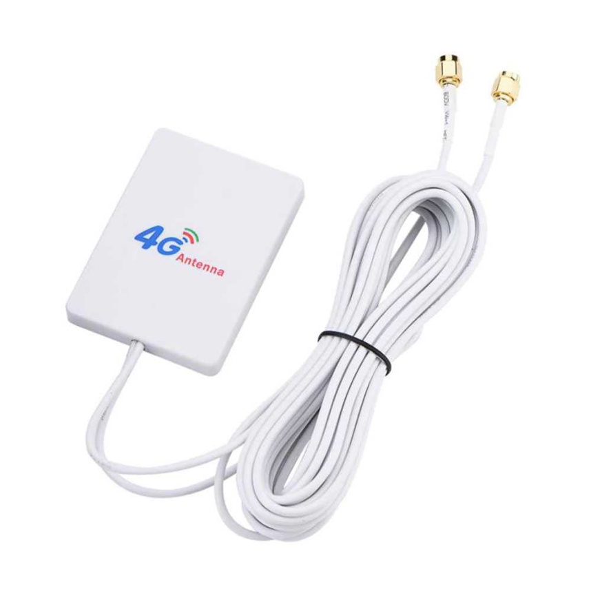 D-LENP Antena Eksternal 3G 4G LTE 28dBi SMA Connector with 2 Meter Cable - RG174 - White