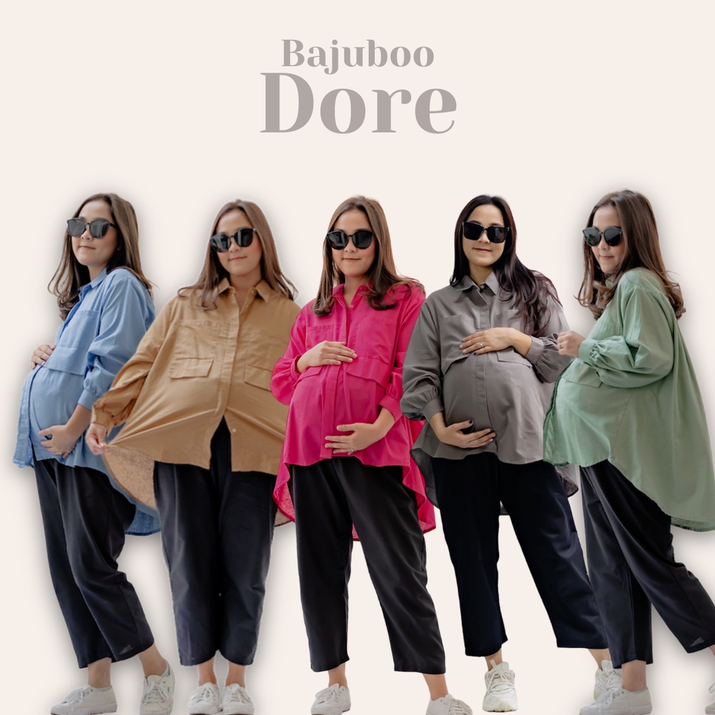 Bajuboo Dore - Oversize Shirt Linen Rami Premium Bumil &amp; Busui Friendly (HANYA ATASAN)