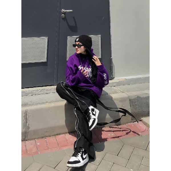 HOODIE CROP OFFLINE TANDUK UNGU HTTF