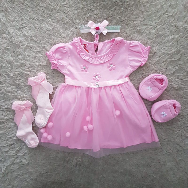 baju bayi newborn dress Set