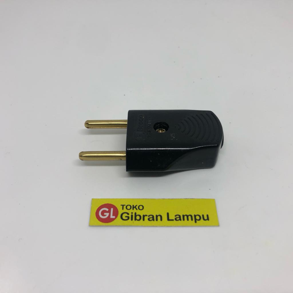 Steker Mini Broco Hitam 344L Dutron - Steker Gepeng Non Arde - Colokan Listrik