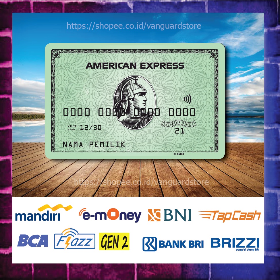 KARTU E MONEY E TOLL KARTU AMERICA EXPRESS GREN 1 DEBIT CREDIT EMONEY MANDIRI FLAZZ BCA BNI TAPCASH BRIZZI BRI - 1 SISI