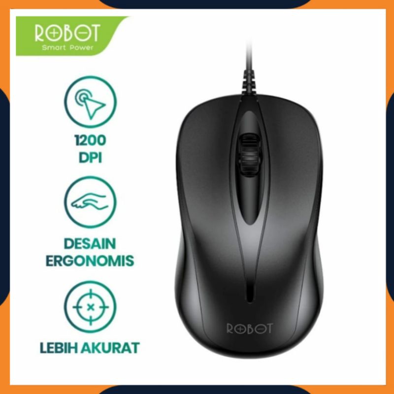 [COD] MOUSE ROBOT M100 1200DPI ORIGINAL / MOUSE USB KABEL UNTUK LAPTOP KOMPUTER