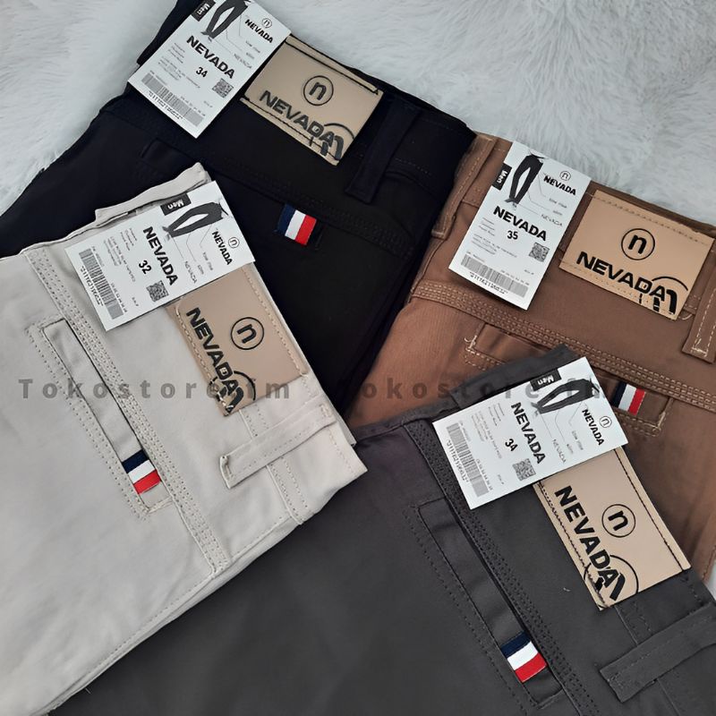 Celana Pria Panjang Chinos Nevada Bahan Katun Slimfit Casual