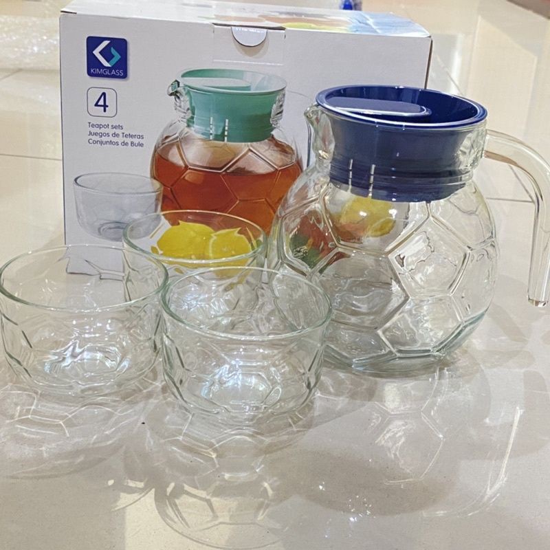 Teko set kimglass Rio isi 4pcs /Teko bulat dan gelas