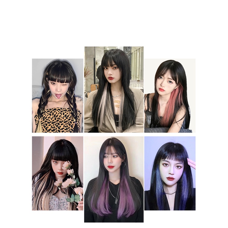 【CHECKOUT RP100】Wig Rambut Palsu Wanita Pemanjang Rambut Palsu Warna Jepit Aneka Desain Tambalan Lurus hair extension clip