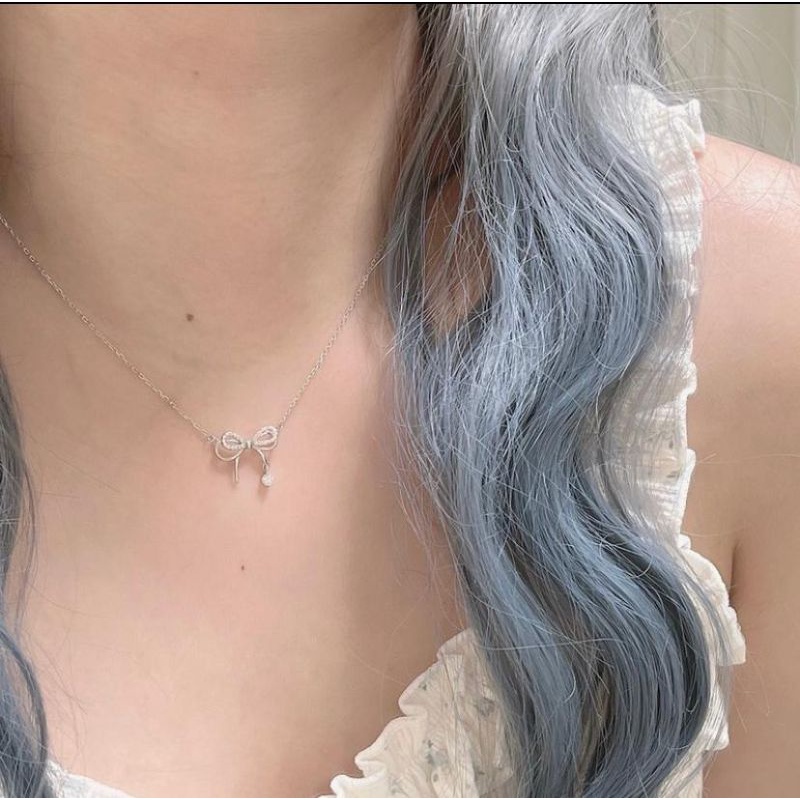 KALUNG FASHION SILVER MOTIF PITA RIBBON NECKLACE SILVER KOREAN FASHION AKSESORIS MURAH KALUNG ANTI KARAT CANTIK