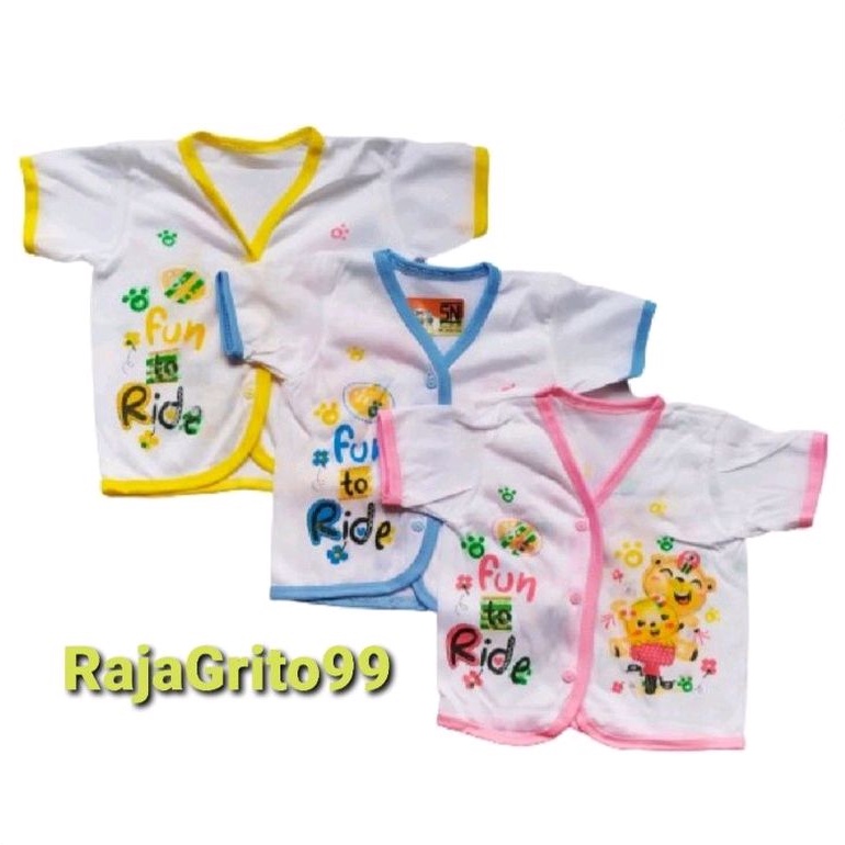 6 Pcs Baju Bayi Lengan Pendek / Baju Pendek Bayi Motif Print