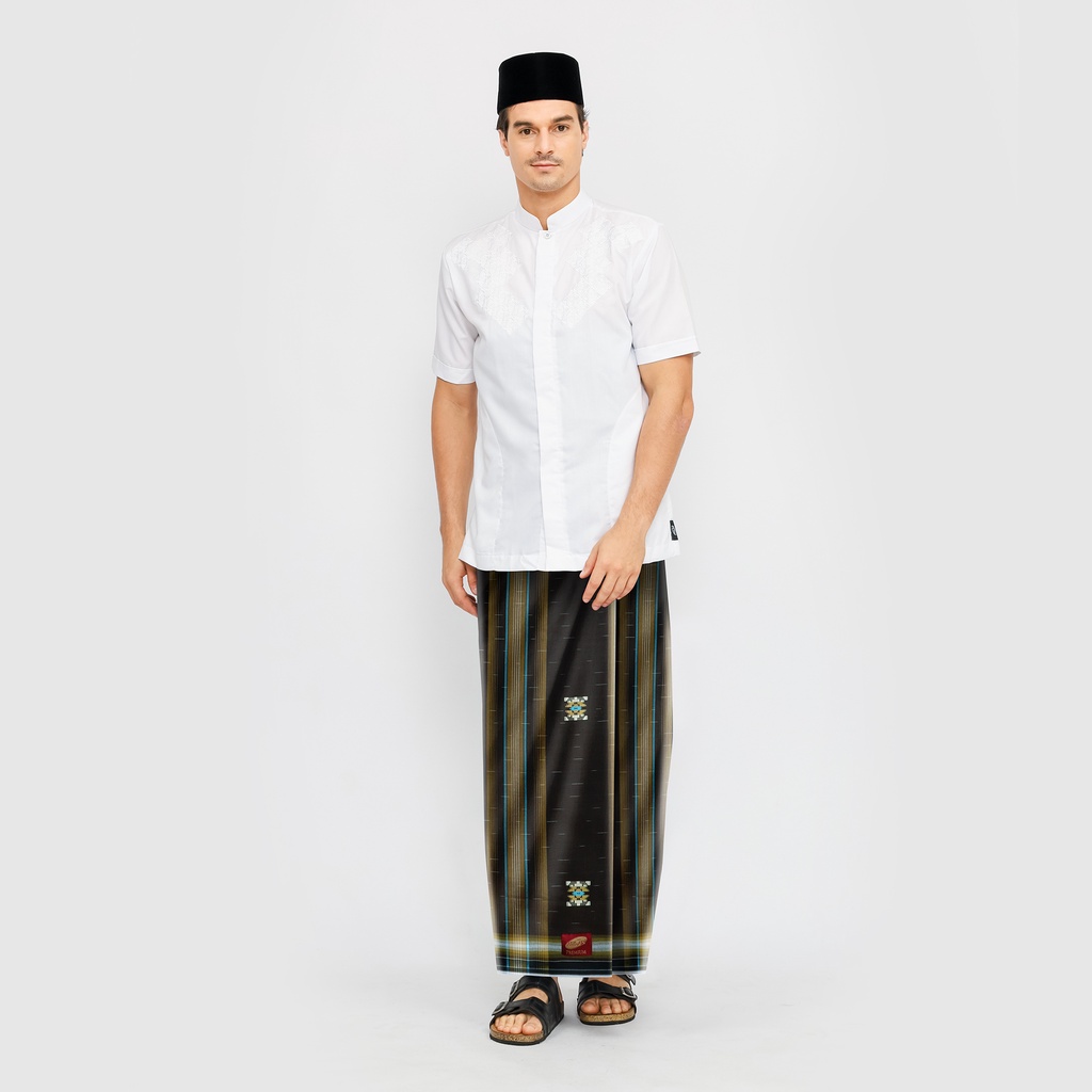 Sarung ATLAS Premium 770 Songket Gerimis Coklat Kuning