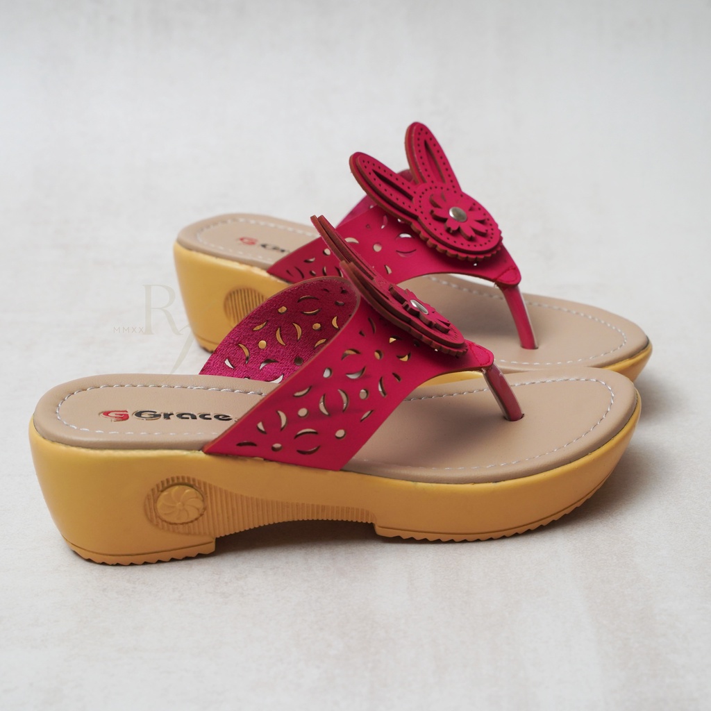 GRACE [ALICE 101] Sandal Wedges Anak Perempuan Sendal Jepit Hak Motif Anak Perempuan