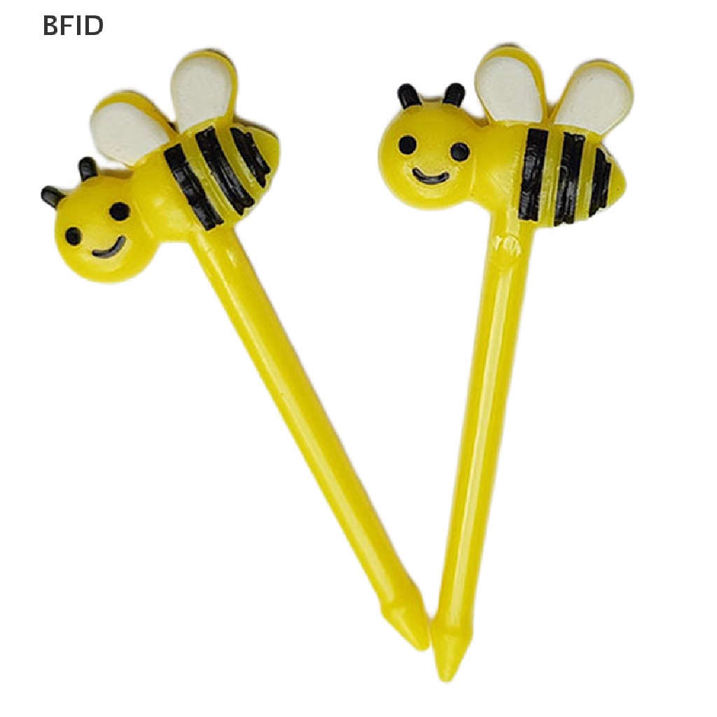 [BFID] 8pcs/set Mini Kartun Lebah Buah Garpu Anak Snack Dessert Picks Tookpick Makan Siang [ID]