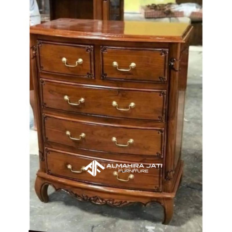 TERMURAHHH  NAKAS 5 LACI KAYU JATI MINIMALIS || LEMARI NAKAS JATI 5 LACI SERBAGUNA || NAKAS 5 LACI U