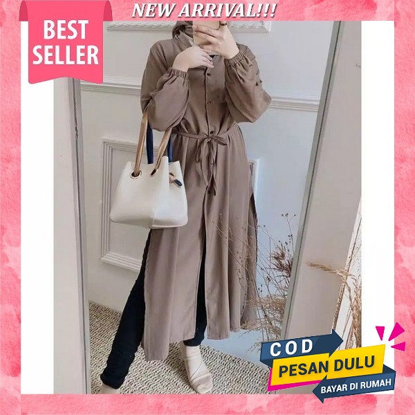 Tunik Polos Basic Lengan 7/8 Model Waka Kiri-Kanan Terbaru Tunik Wanita Terbaru Bahan Adem Baju Tuni