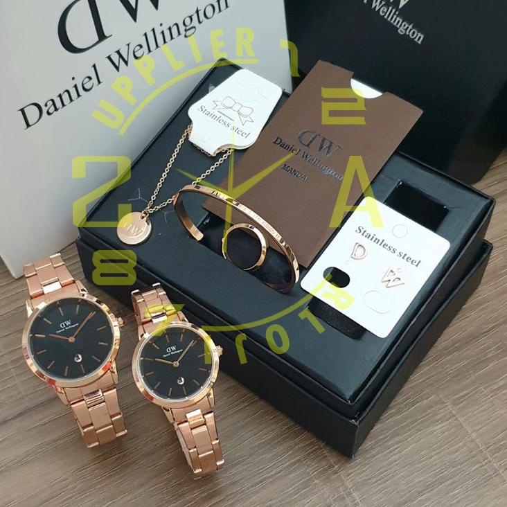 Jam Tangan Couple ( Pria & Wanita )DW Iconic LN 3236BM Free Box & ACC - Petite Melrose - PaperBag Ta