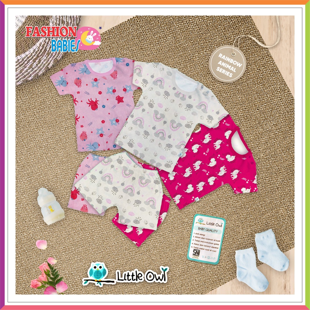 LITTLE OWL - BABY SET | SETELAN BAYI OBLONG PENDEK MIRIP VELVET ❤ Fashionbabies ❤