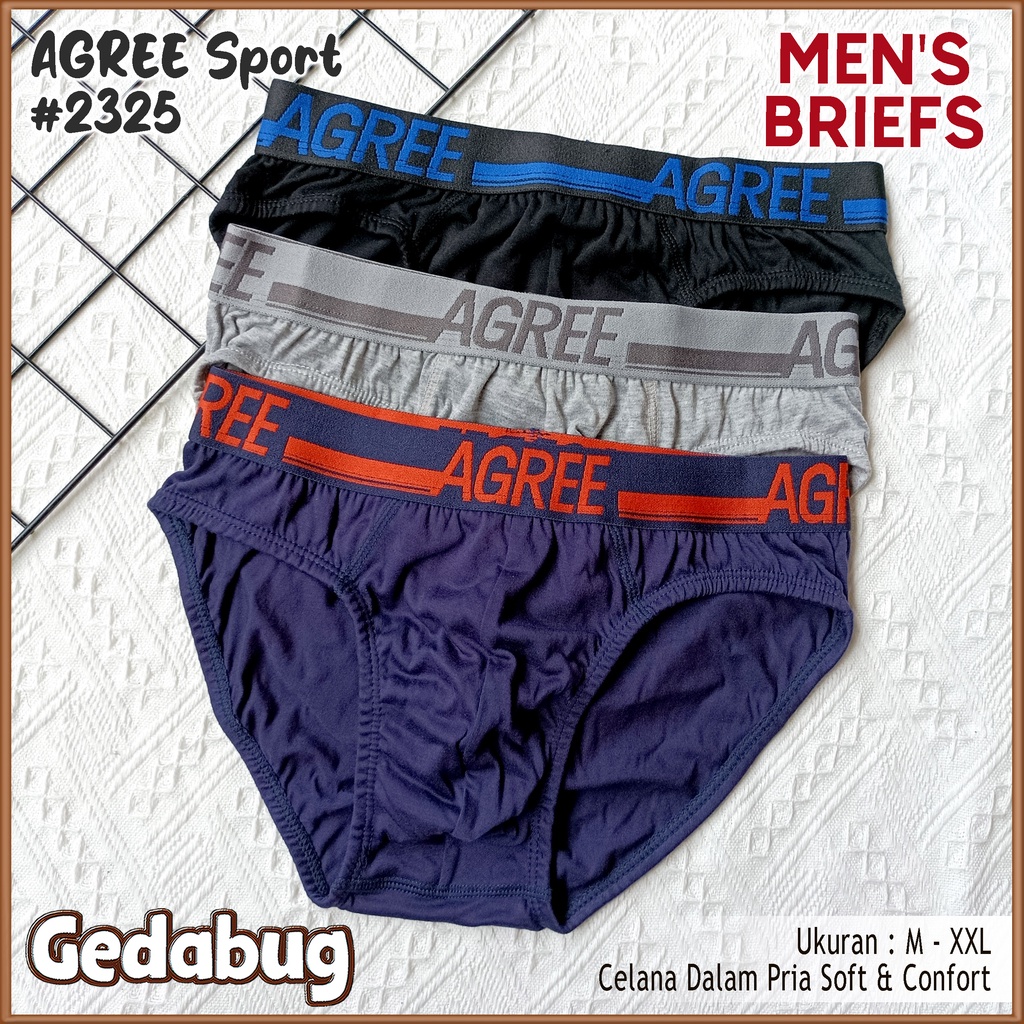 [ 3pc ] CD Pria AGREE 2325 | Celana dalam Pria Sport segitiga Karet Boxer Men's Brief | GEDABUG