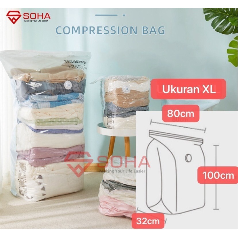 VB-09 Plastik Vacum Baju Kompres Seprei Bantal Selimut / Plastic Vacuum Storage compression Vacum Baju Bahan PA+PE