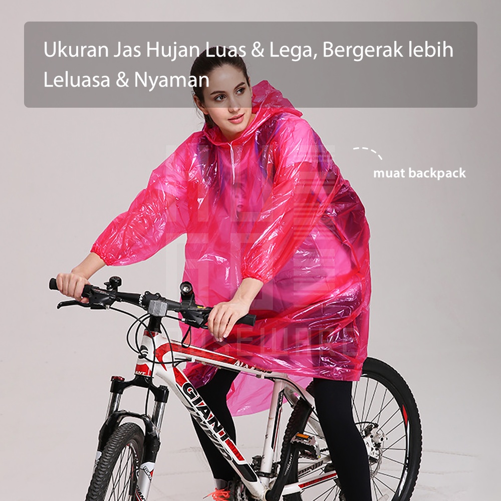 HUGO Jas Hujan Plastik Sekali Pakai Jas Hujan Poncho Jas Hujan Darurat Disposable Raincoat