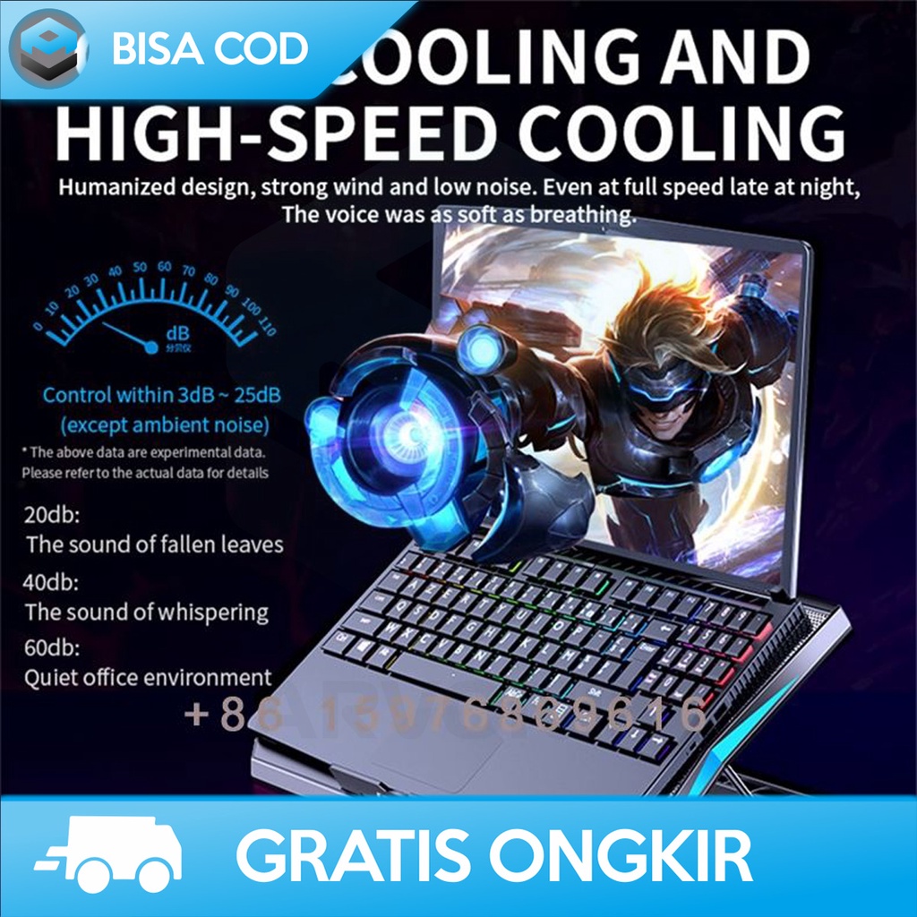 COOLINGPAD LAPTOP 6 FAN RADIATOR PENDINGIN LAPTOP Q3 STRONG POWERFULL