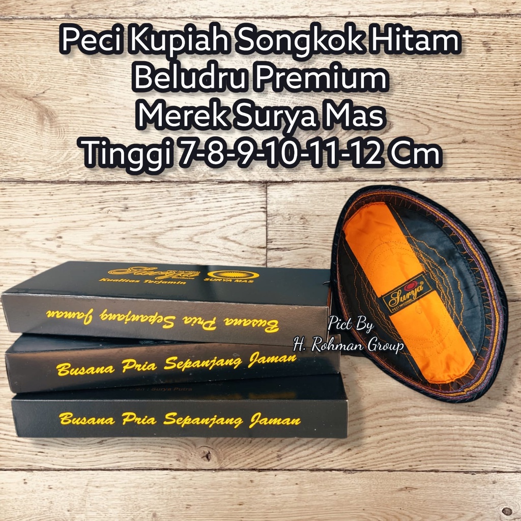 Peci Hitam Surya Mas Non Ac Songkok Kopiah Nasional Tinggi 8 9 10 Cm Motif Peci Manis