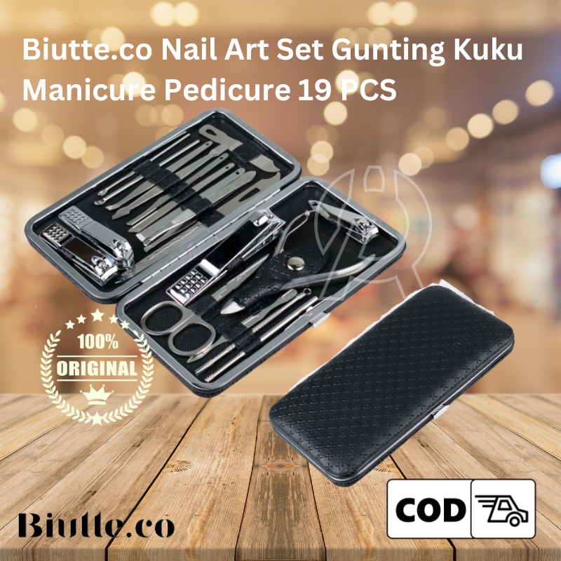 TERMURAH Biutte.co Nail Art Set Gunting Kuku Manicure Pedicure 19 PCS