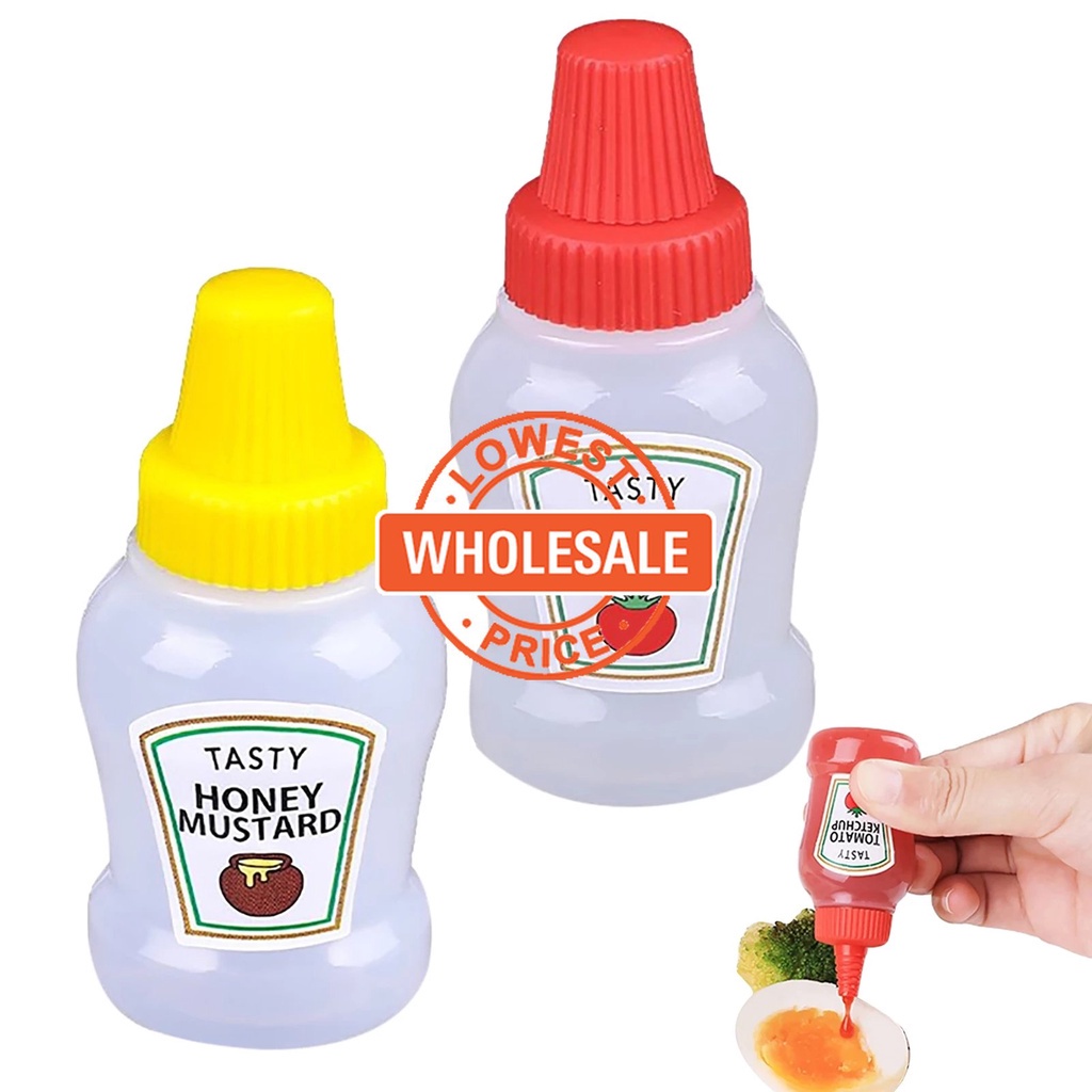 [Harga Grosir]Botol Saus / Kecap Mini Portable 25ml | Wadah Saos Dressing Salad Mini Model Remas | Toples Bumbu Untuk Anak / Dewasa