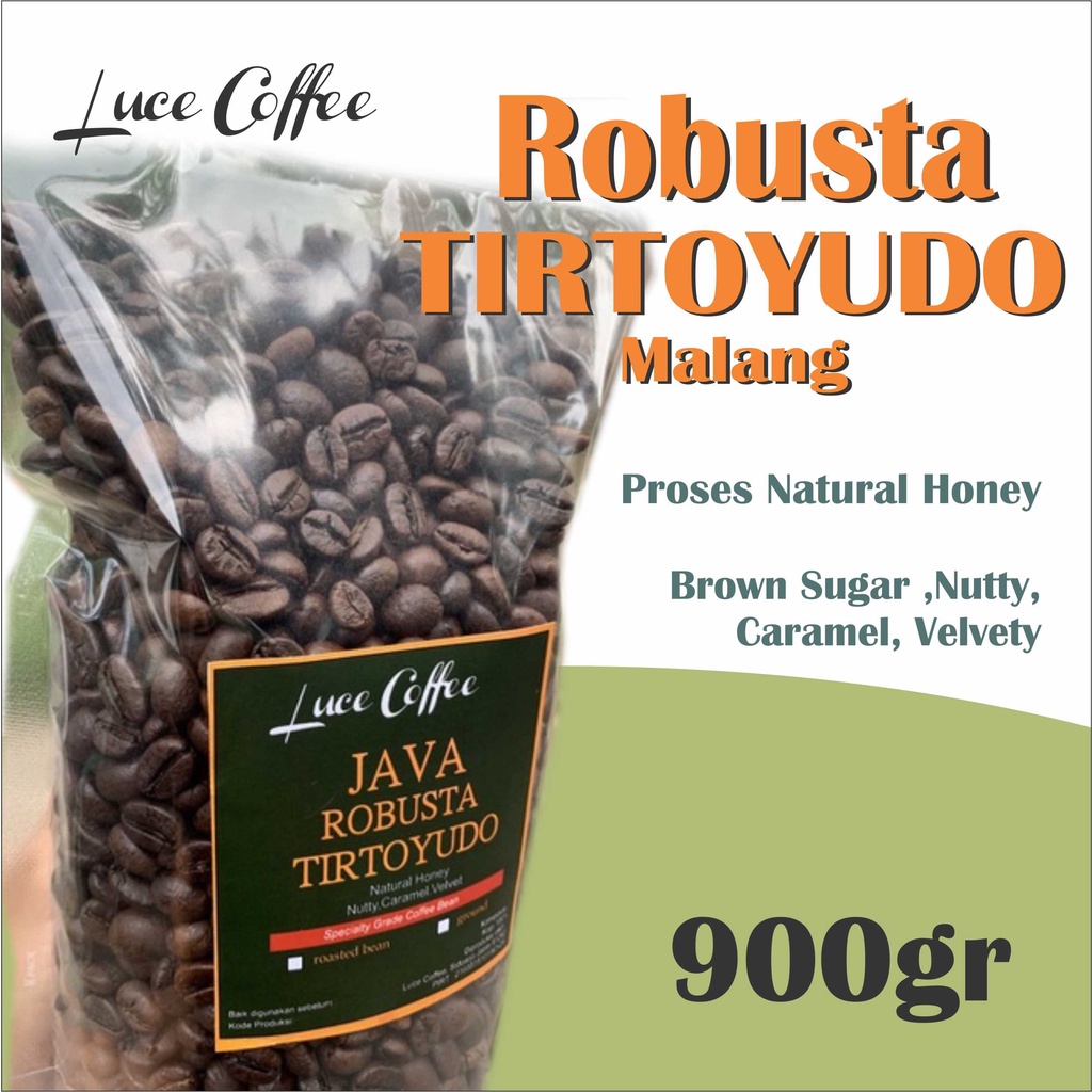 

Luce Coffee, Kopi Java Robusta TIRTOYUDO 900 gr - Biji atau Bubuk- Luce Coffee