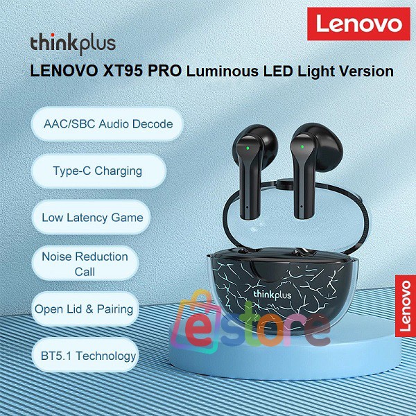 LENOVO XT95 PRO WIRELESS BLUETOOTH 5.1 LUMINOUS LED LIGHT TWS EARPHONE