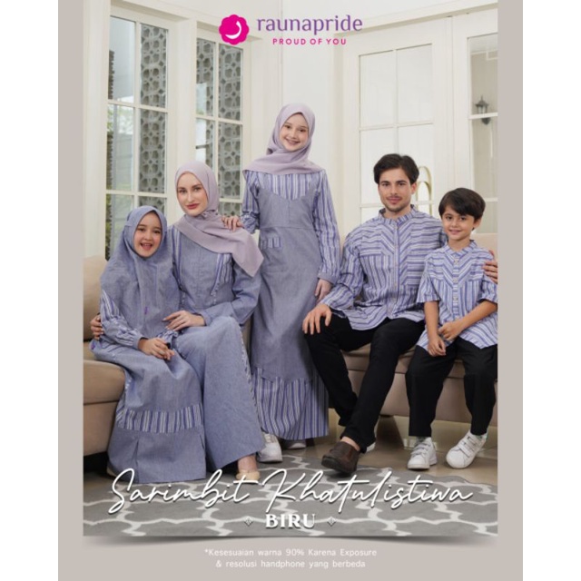 Sarimbit Family Premium Khatulistiwa Biru by Rauna|Gamis Muslimah|Sarimbit Terbaru 2023|Baju Lebaran