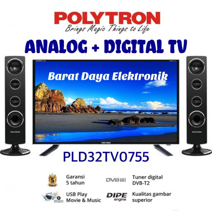 Tgs Polytron Led Digital Tv 32 Inch 32Tv0755 Tv Led Digital + Speakertower