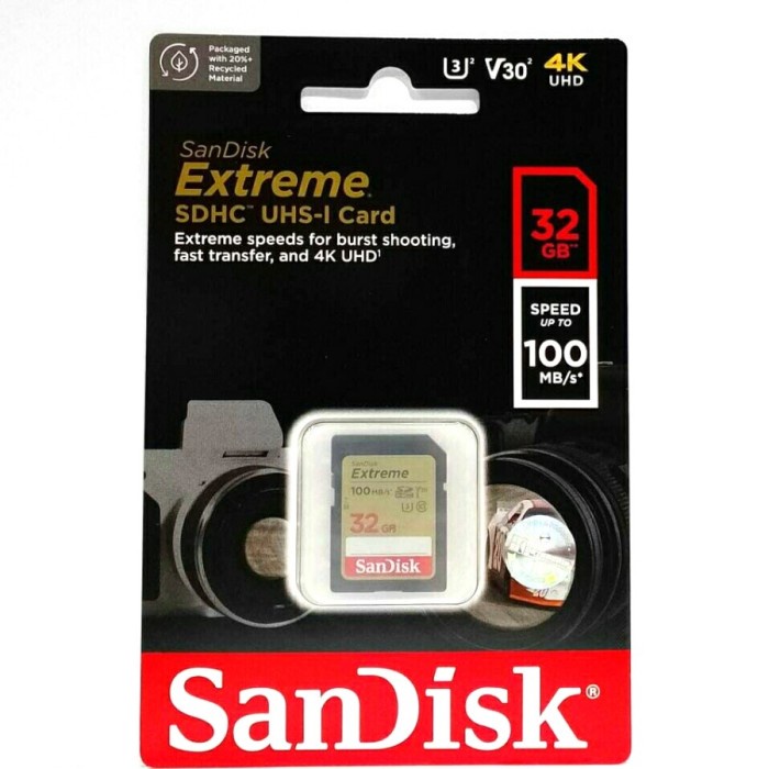 SANDISK SD CARD EXTREME 32GB 100 MB/S - SDCARD EXTREME 32 GB 100 MBPS