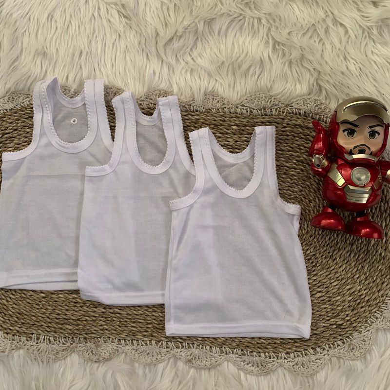 SINGLE BAYI/KAOS DALAM BAYI SIZE S WARNA PUTIH GYP OLSHOP