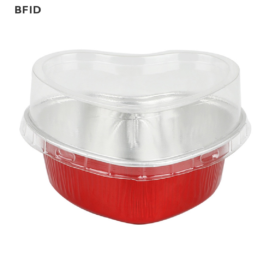 [BFID] 10pcs Loyang Kue Aluminium Foil Bentuk Hati Cupcake Cup Dengan Tutup 3.4 Ons [ID]