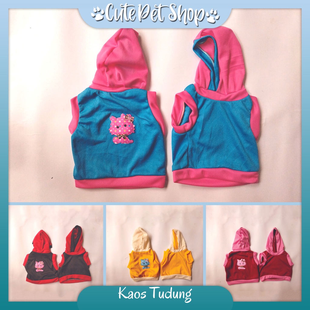 Pakaian Baju Kaos Kucing Anjing Kecil Lucu Murah Bahan Kain Jeruk Model Tudung