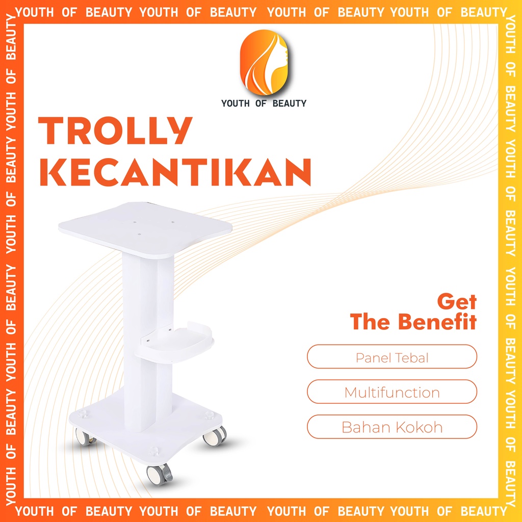 Troli Alat Kecantikan Trolley Salon Klinik Facial Anti Pecah Putih Kuat Kokoh Bergaransi